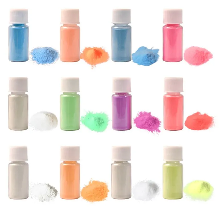 12 Pcs Glow in the Dark Mica Powder - Luminous Pigment Powder - Epoxy Resin Coloring - Mica Pigment for Slime Soap Coloring Dye - Bath Bombs