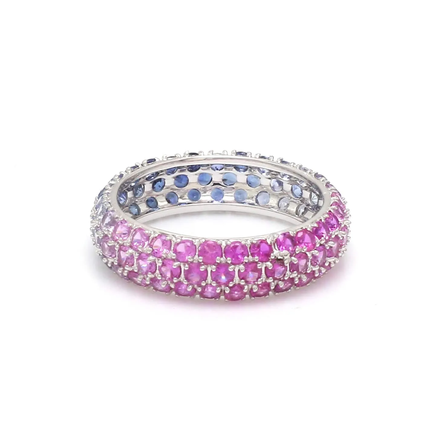 14K or 18K Gold Pave Blue Pink Ombre Eternity Band