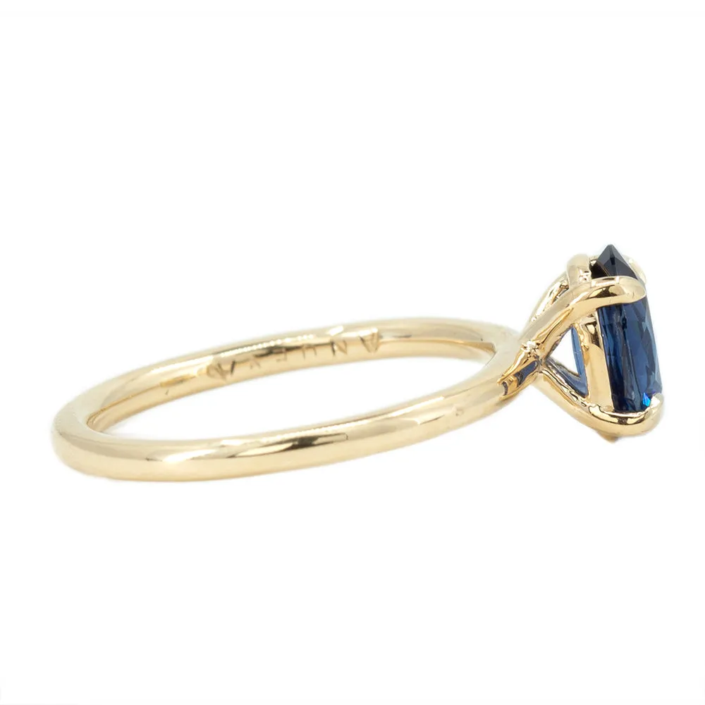 1.53ct Oval Royal Blue Sapphire Solitaire Ring In 14K Yellow Gold