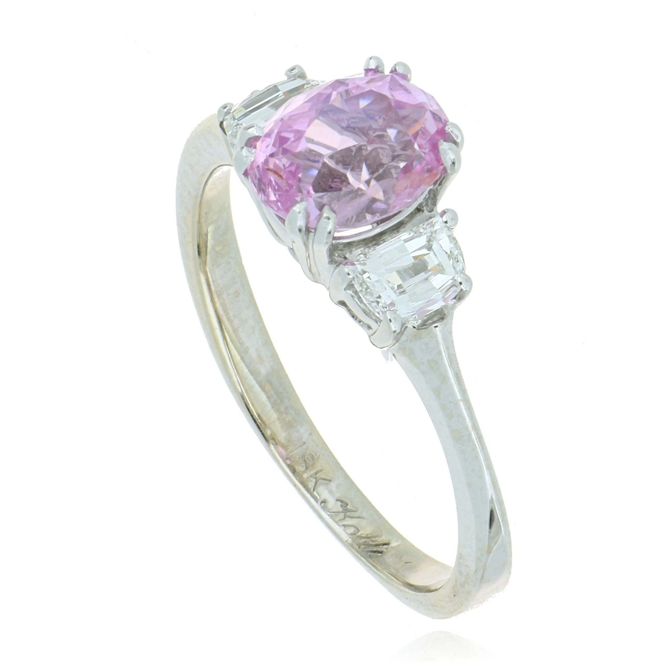 18k White Gold Pink Sapphire and Diamond Ring