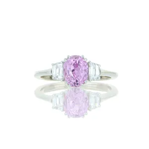 18k White Gold Pink Sapphire and Diamond Ring