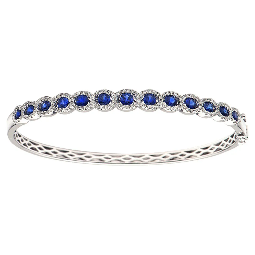 18k White Gold Sapphire & Diamond Bangle