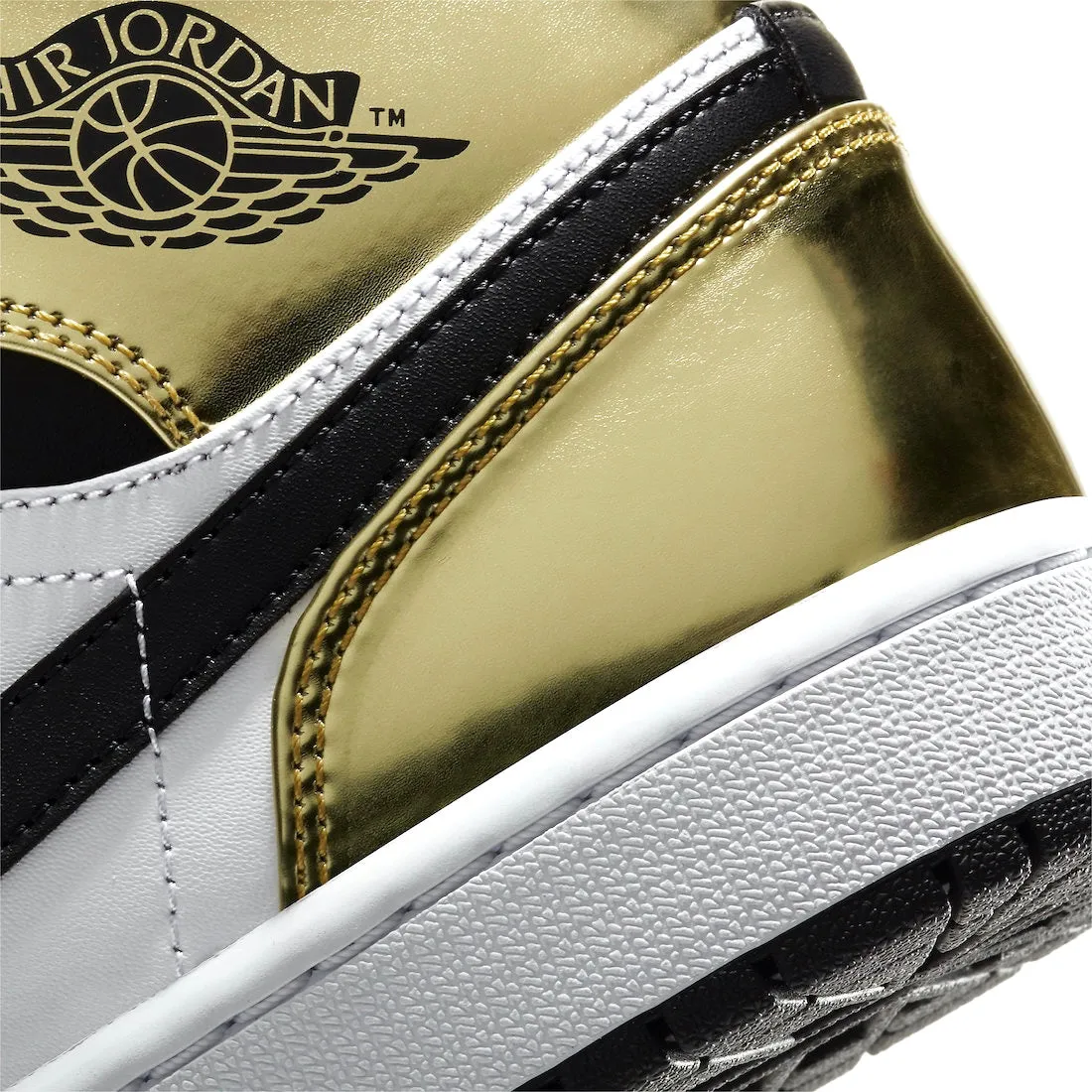 Air Jordan 1 Mid White Metallic Gold Black