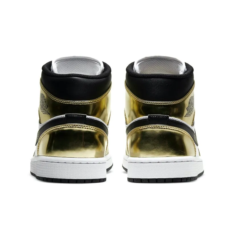 Air Jordan 1 Mid White Metallic Gold Black