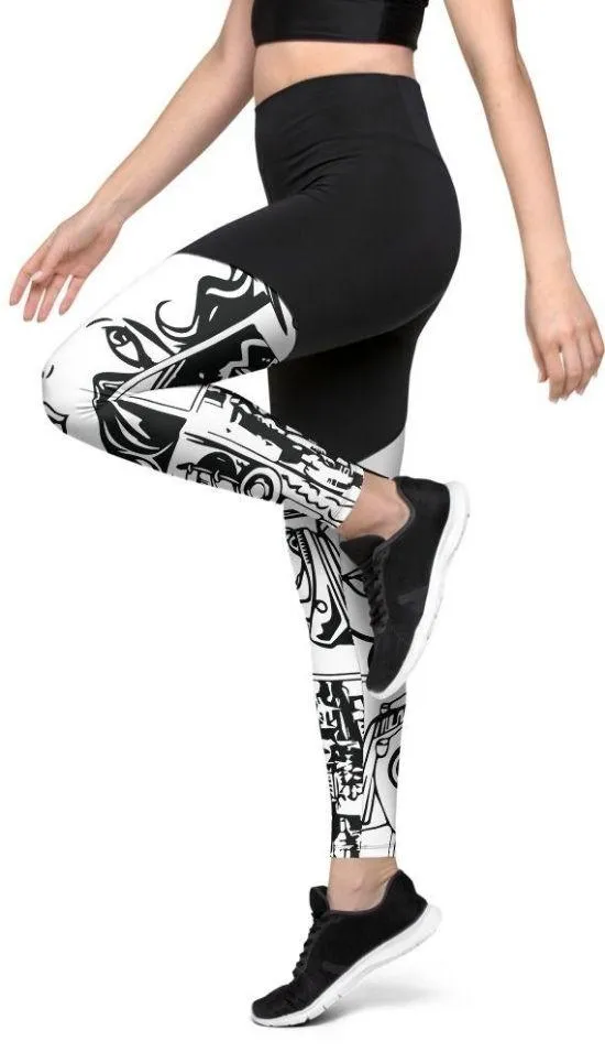 Black & White Comic Book Compression Leggings