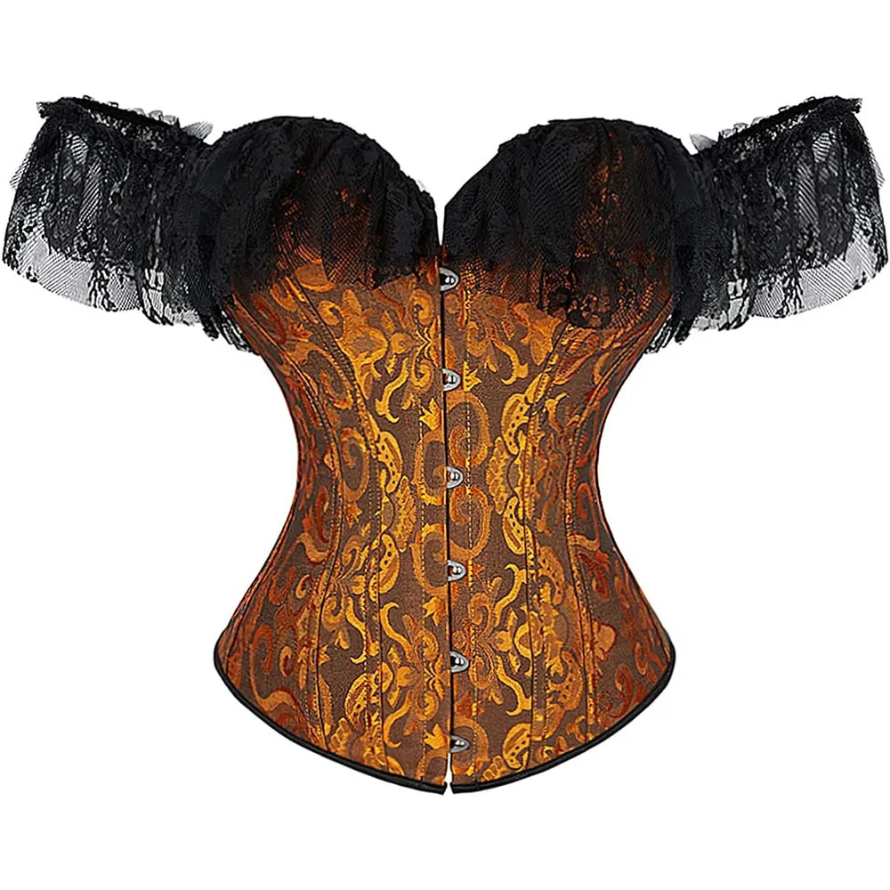 Corset Top With Sleeves for Women Plus Size Victorian Corsets Bustier Lace Up