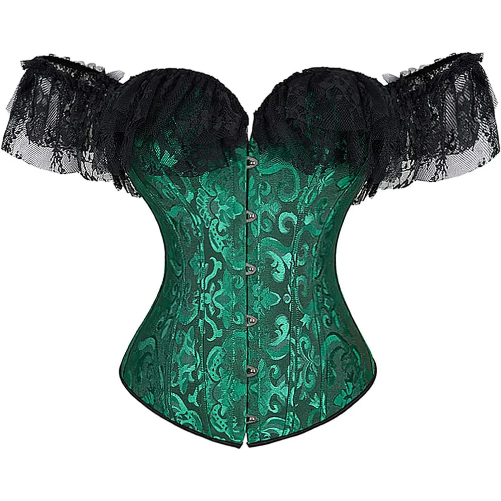 Corset Top With Sleeves for Women Plus Size Victorian Corsets Bustier Lace Up