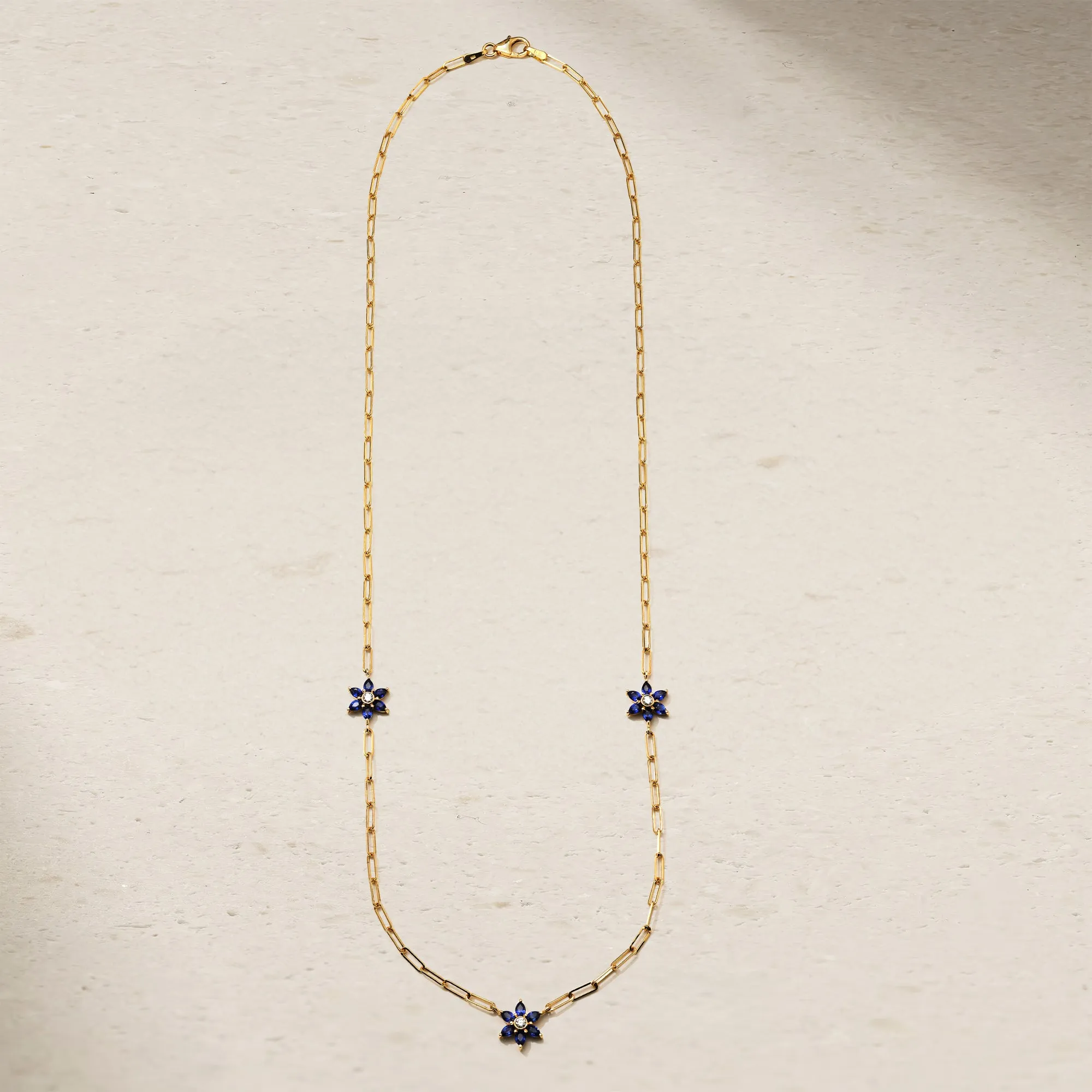 Daffodil Garden Sapphire and Diamond Station Necklace