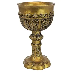 Golden Chalice of King Arthur Medieval Decor Gothic Goblet Sculpture