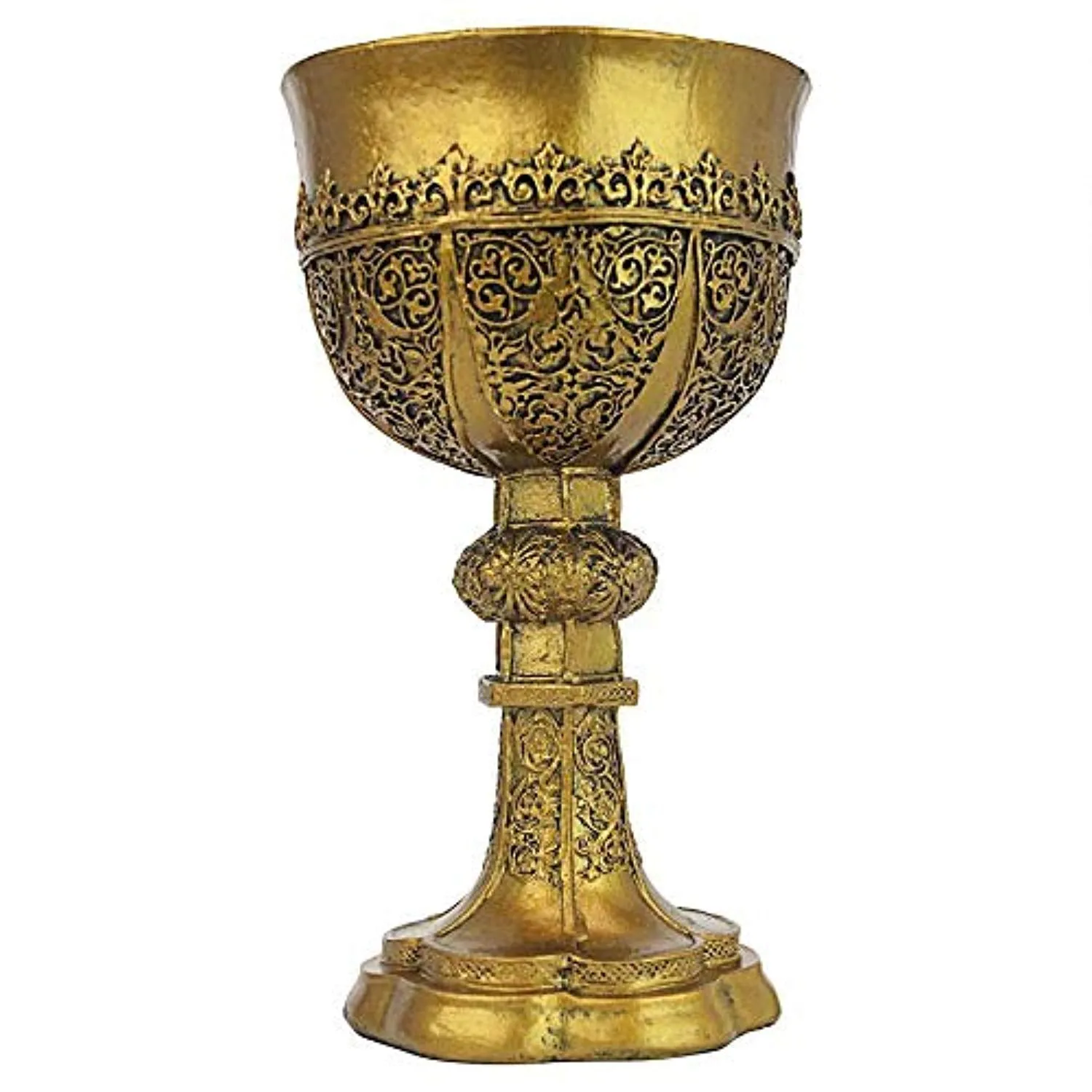 Golden Chalice of King Arthur Medieval Decor Gothic Goblet Sculpture