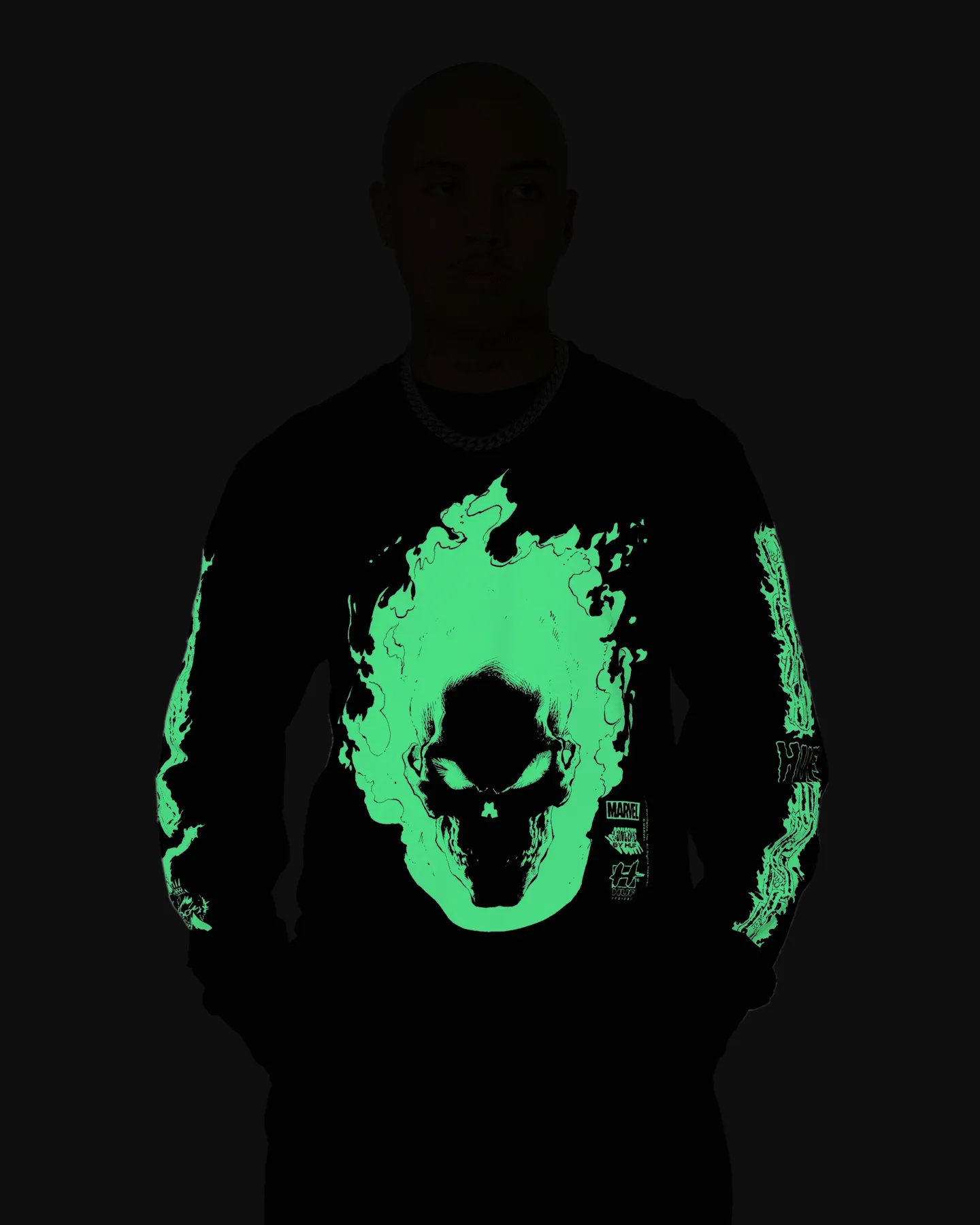 HUF X Marvel Ghost Rider Long Sleeve T-Shirt Black