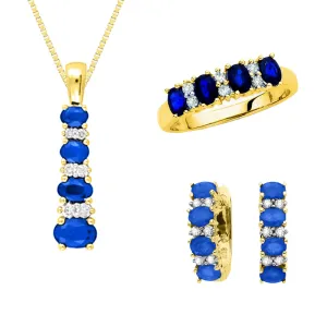 KATARINA Diamond and Alternating Sapphire Jewelry Set