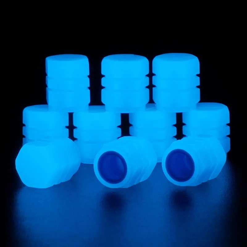 Luminous Valve Caps Fluorescent Green Blue Night Glowing Car Motorcycle Bicycle Wheel Styling Tyre Hub Luminous Cap Decor