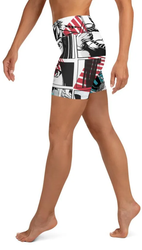 Manga Comic Book Yoga Shorts