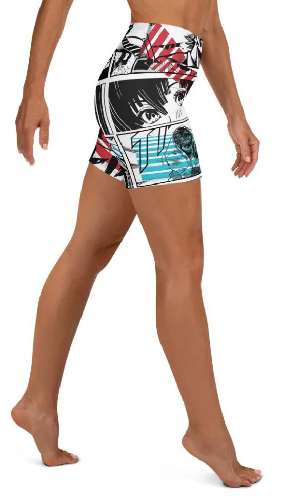 Manga Comic Book Yoga Shorts