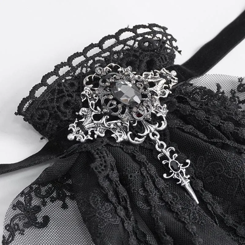 Men's Gothic Floral Embroidered Ruffled Lace Neckwear