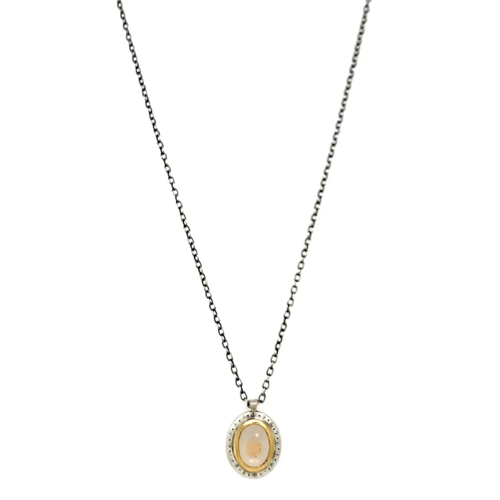 Montana Sapphire Two-Tone Gold & Silver Necklace - "Inner Glow"