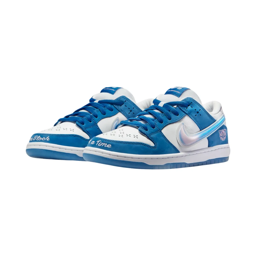 Nike SB Dunk Low Born X Raised One Block At A Time Deep Royal Blue White