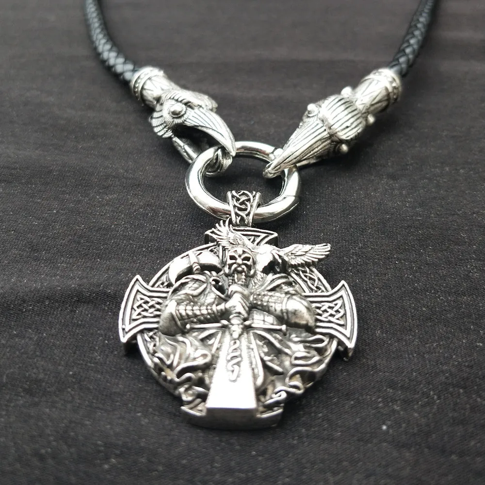 Norse Legacy Viking Odin Necklace for Men, Metal Pendant with Helena Design