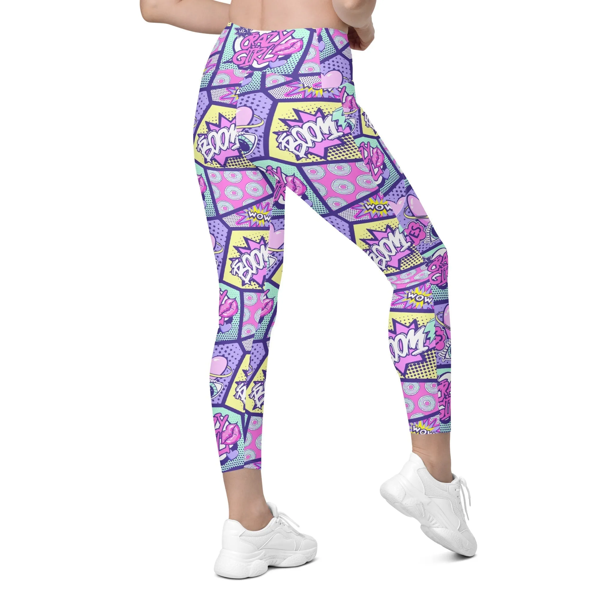 Pastel Comic Book Crossover Leggings With Pockets