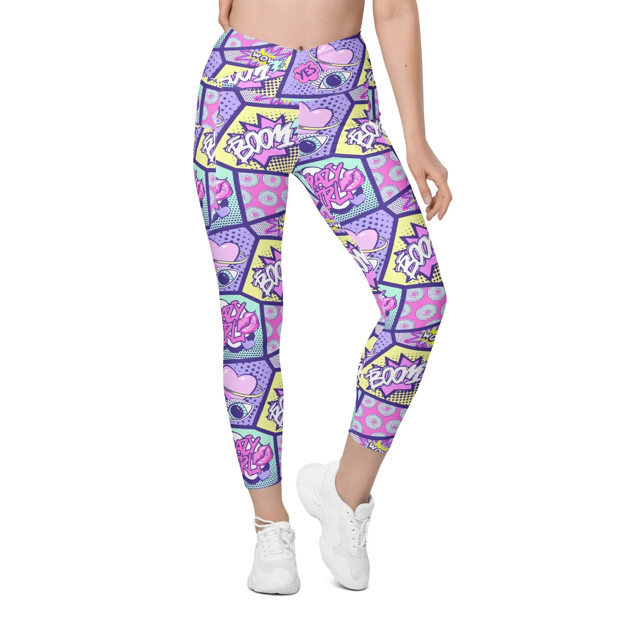 Pastel Comic Book Crossover Leggings With Pockets