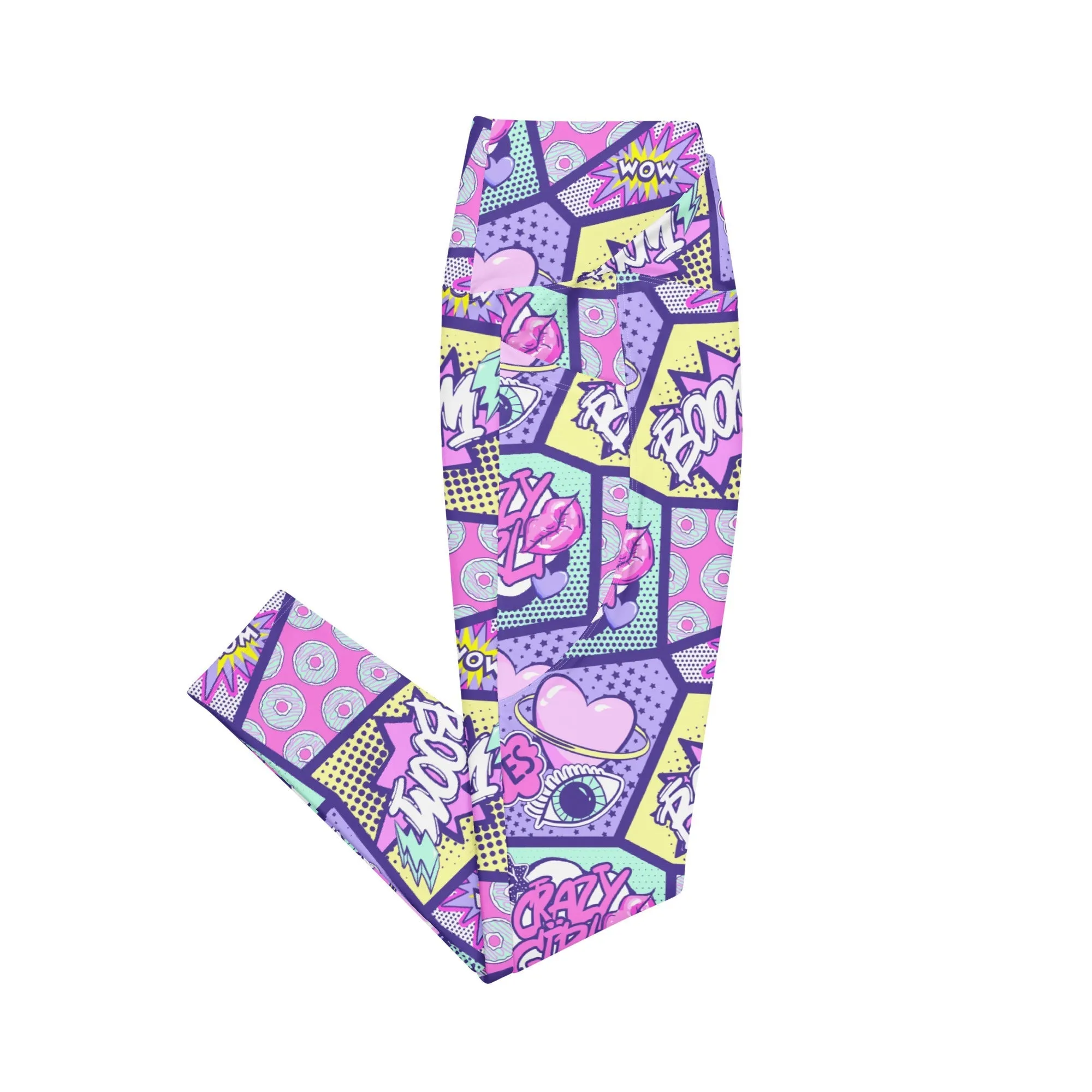 Pastel Comic Book Crossover Leggings With Pockets