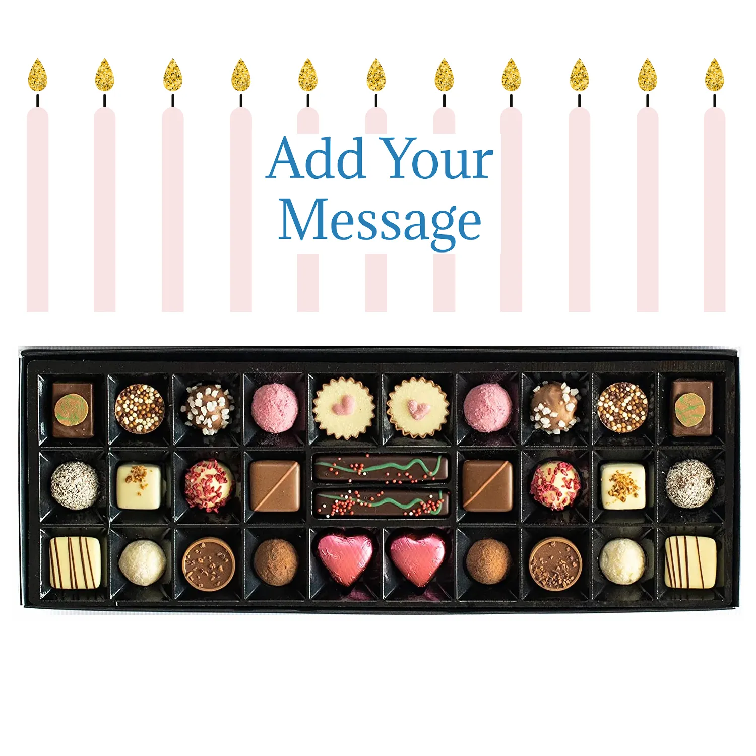 Personalised Chocolate Gift Box | 30 Box | Pink Candles