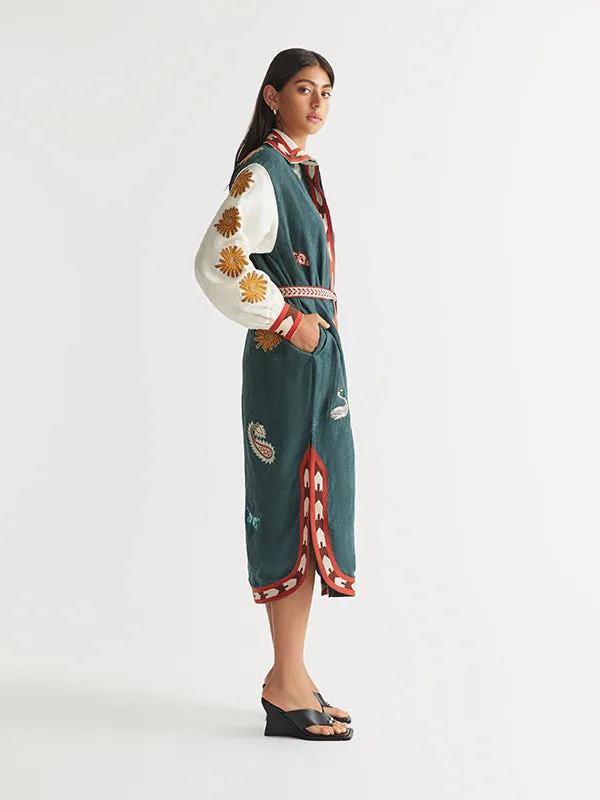 Quincy Belted Shirt Dress Peacock