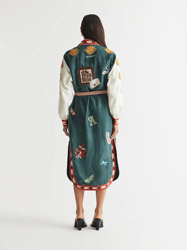 Quincy Belted Shirt Dress Peacock