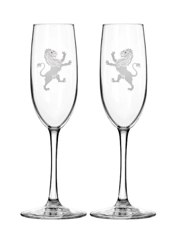 Rampant Lion Champagne Flutes