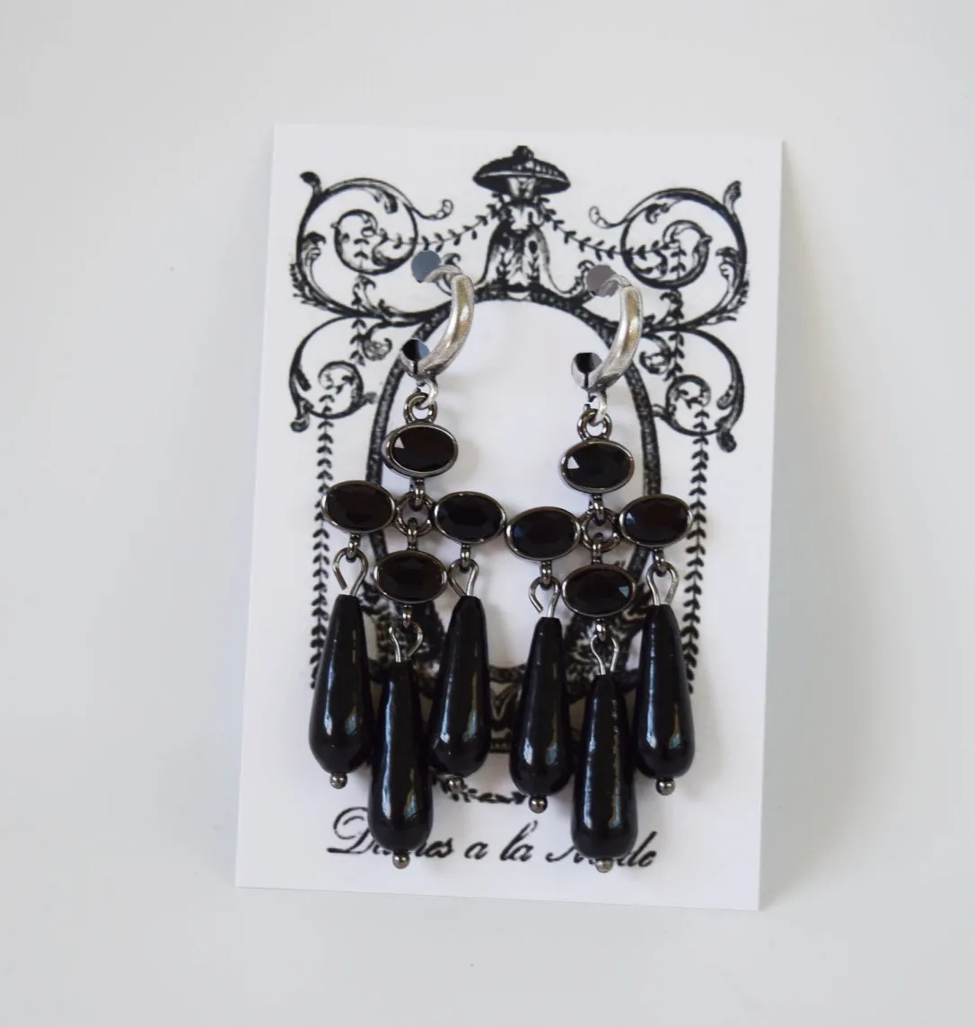 SALE! Girandole Earrings - Jet Black