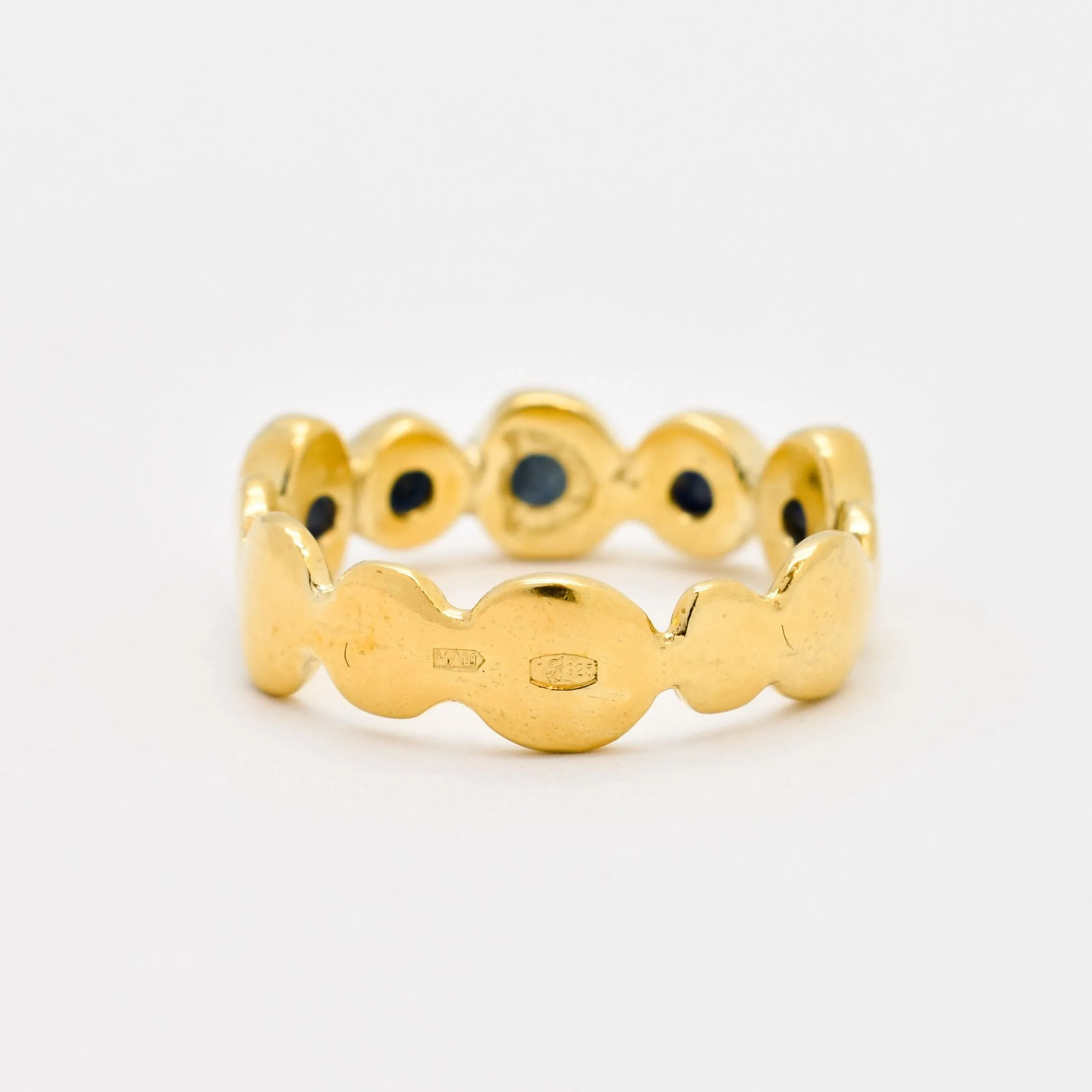 Sapphire Gold Ring - Bubble Band, Natural Sapphire Ring, Stackable Sapphire Band