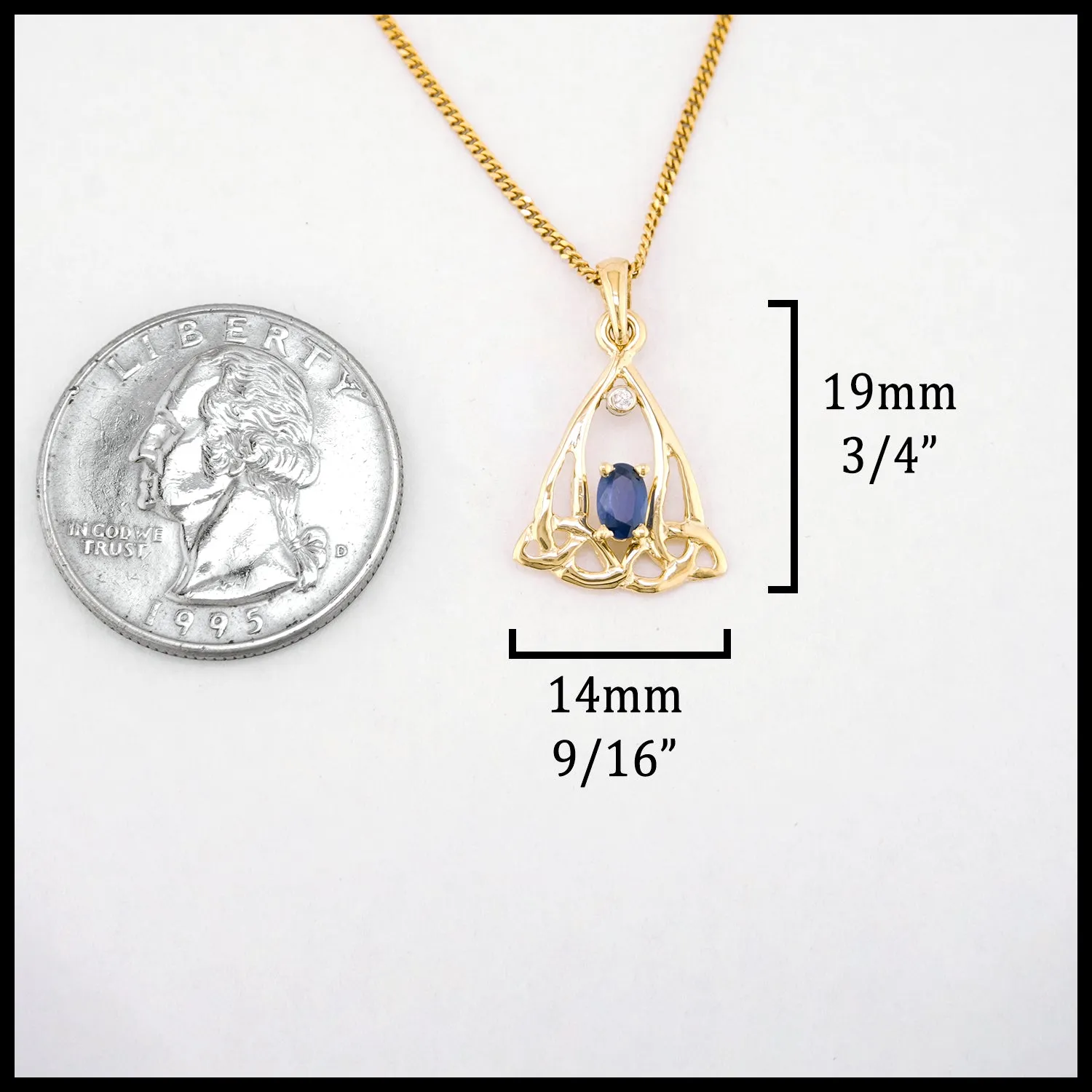 Sapphire Trinity Knot Pendant and Earring Set in 14K Gold