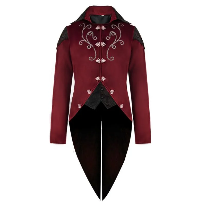 Steampunk Tailcoat Jacket for Men Victorian Medieval Vintage Lapel Frock Blazer Coat