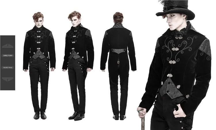 Steampunk Tailcoat Jacket for Men Victorian Medieval Vintage Lapel Frock Blazer Coat