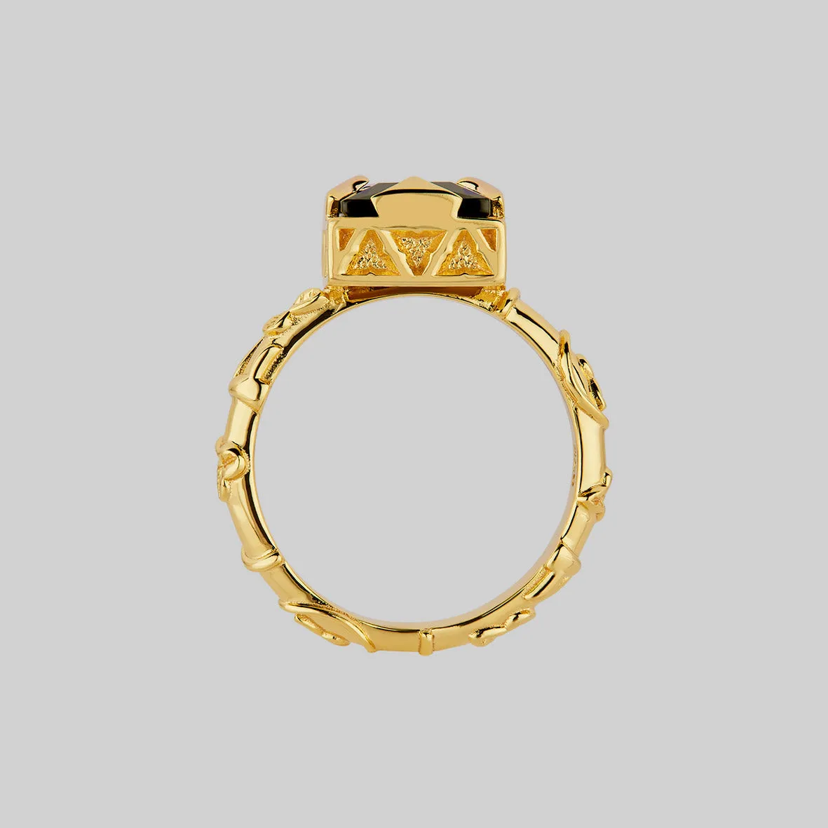 VAULT. Square Onyx & Ivy Ring - Gold