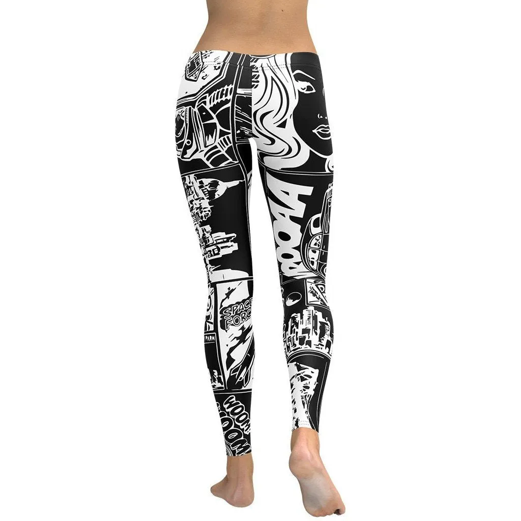 White & Black Comic Book Leggings