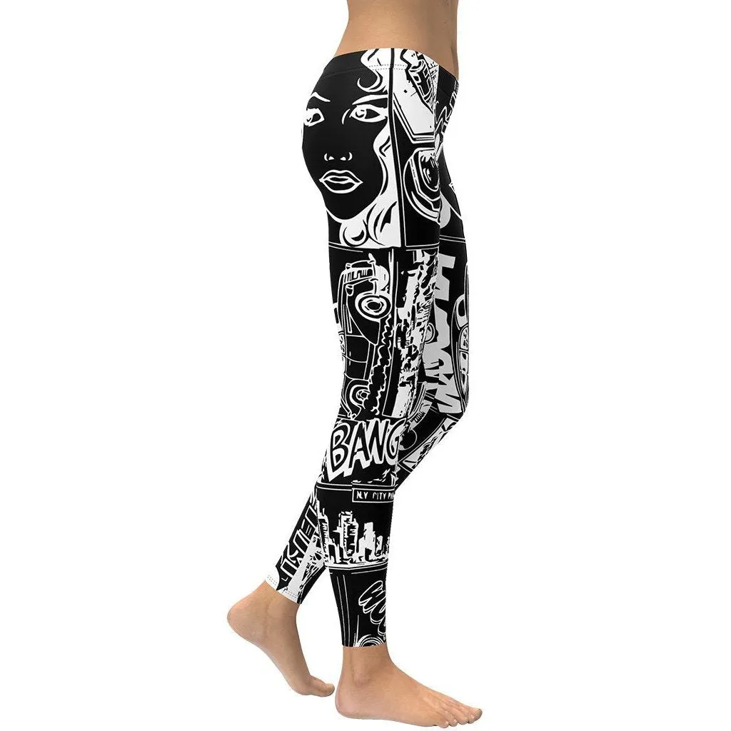 White & Black Comic Book Leggings