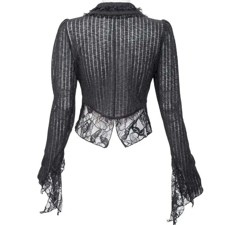 Women's Gothic Turn-down Collar Lace Splice Shirt