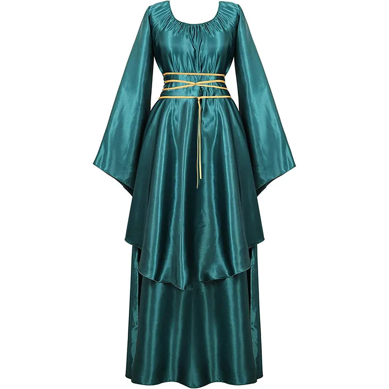 Women's Medieval Renaissance Long Dress Costumes Irish Cosplay Retro Gown