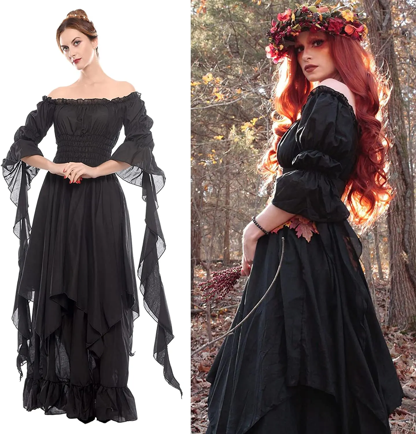 Women's Victorian Renaissance Costume Witch Medieval Wedding Dress